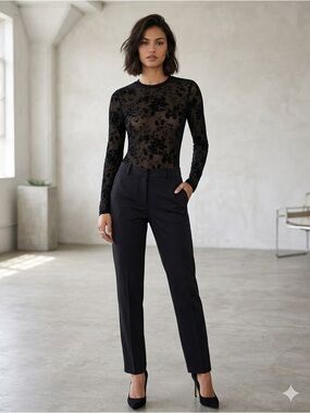 Guess Black Sheer Floral Bodysuit